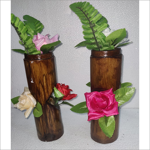 Bamboo Planters - Wood Material, 12x12x12 Inches, Golden Color | Polished Finish For Elegant Plantation Decor