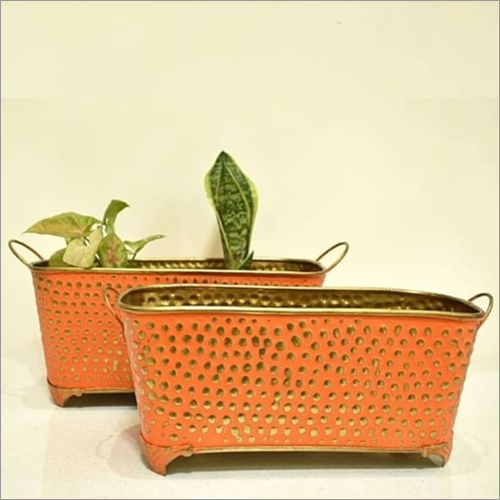 Metal Pair Pot - Metal, Golden Color | Stylish Design For Elegant Plantation Arrangements