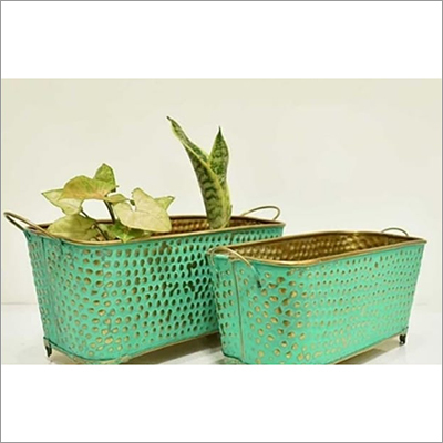 Metal Pair Pot - Metal, Golden Color | Stylish Design For Elegant Plantation Arrangements