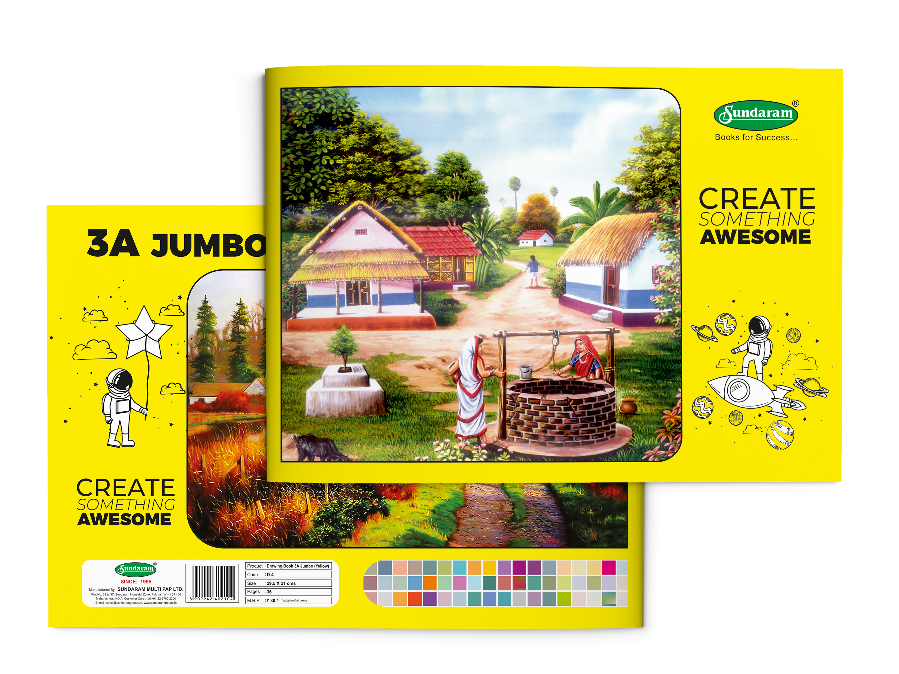 Drawing Book - 3a Jumbo Yellow 36 Pages Center Pinning