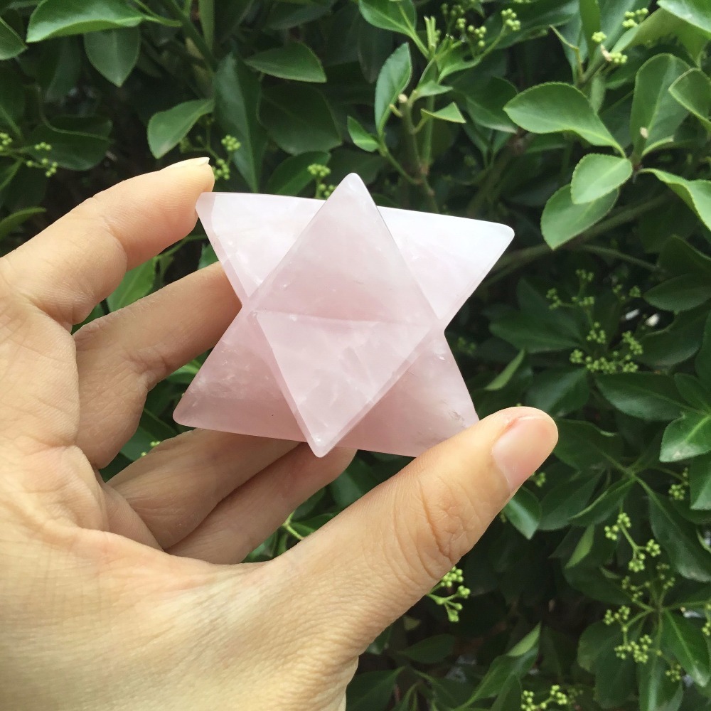 Merkaba Star - 500g Rose Quartz Gemstone Heart Cut & Oval Cut Shapes | Aa Grade Unique Energy Healing Crystal
