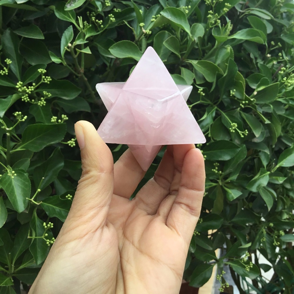 Merkaba Star - 500g Rose Quartz Gemstone Heart Cut & Oval Cut Shapes | Aa Grade Unique Energy Healing Crystal