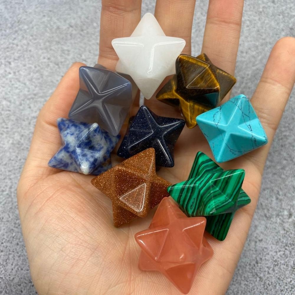 Merkaba Star - Quartz, 1 Inch, Jade Color | Aa Grade Mineral Gemstone With Asscher, Cushion, Emerald, Heart, Marquise, Oval, Pear, Princess, Trillion, Radiant Cut Shapes