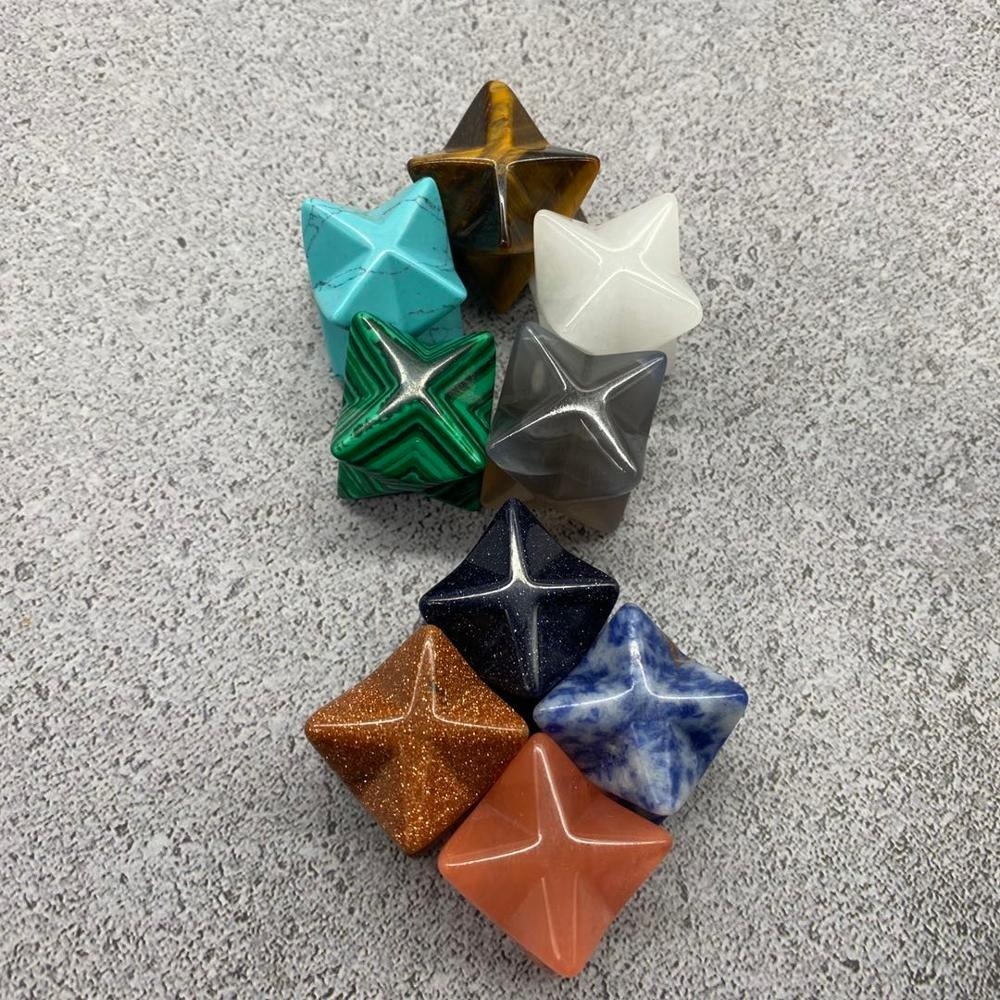Merkaba Star - Quartz, 1 Inch, Jade Color | Aa Grade Mineral Gemstone With Asscher, Cushion, Emerald, Heart, Marquise, Oval, Pear, Princess, Trillion, Radiant Cut Shapes