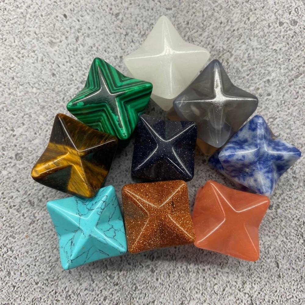 Merkaba Star - Quartz, 1 Inch, Jade Color | Aa Grade Mineral Gemstone With Asscher, Cushion, Emerald, Heart, Marquise, Oval, Pear, Princess, Trillion, Radiant Cut Shapes