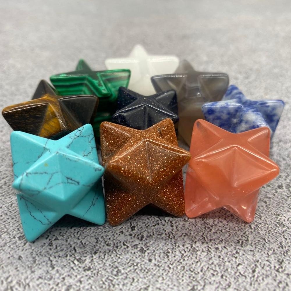 Merkaba Star - Quartz, 1 Inch, Jade Color | Aa Grade Mineral Gemstone With Asscher, Cushion, Emerald, Heart, Marquise, Oval, Pear, Princess, Trillion, Radiant Cut Shapes