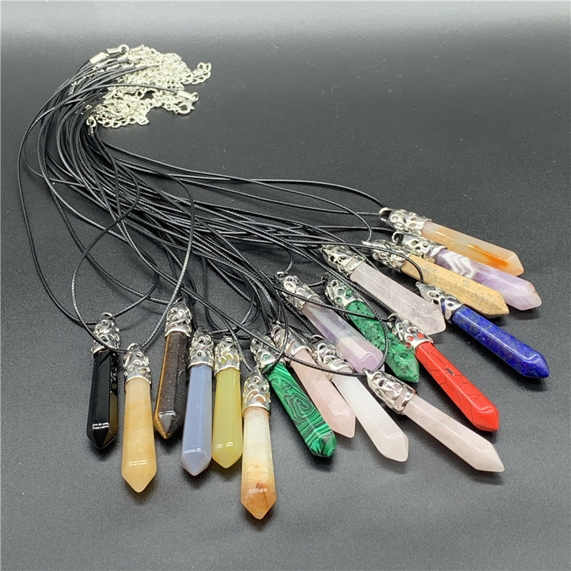 Bullet Point Crystal Necklace - Multi Color, 60mm Size, Made With Quartz, Agate, Jade, And Alloy | Ideal For Gifts, Parties, Anniversaries, Unisex Jewelry