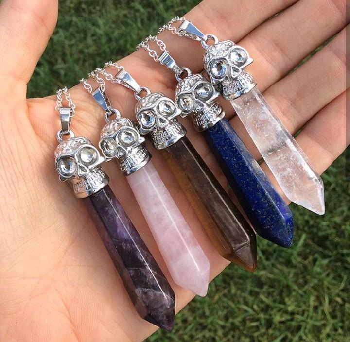 Bullet Point Crystal Necklace - Multi Color, 60mm Size, Made With Quartz, Agate, Jade, And Alloy | Ideal For Gifts, Parties, Anniversaries, Unisex Jewelry