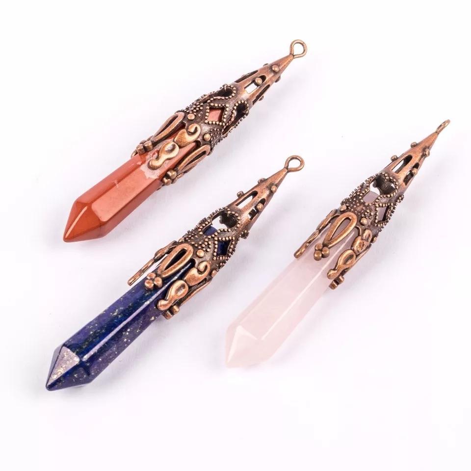 Bullet Point Crystal Necklace - Multi Color, 60mm Size, Made With Quartz, Agate, Jade, And Alloy | Ideal For Gifts, Parties, Anniversaries, Unisex Jewelry