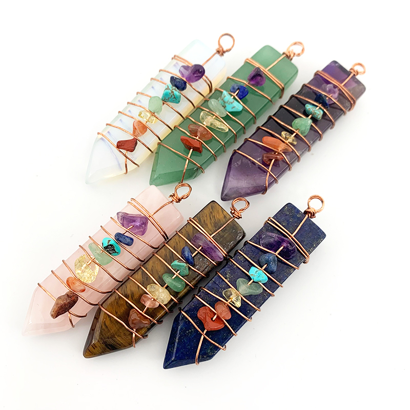 Arrow Shape Gemstone Pendant - Stone: Quartz, Size: 40 Mm, Color: Pink, Green, Blue, Type: Antique Silver Plated, Bezel Setting, Style: Classic