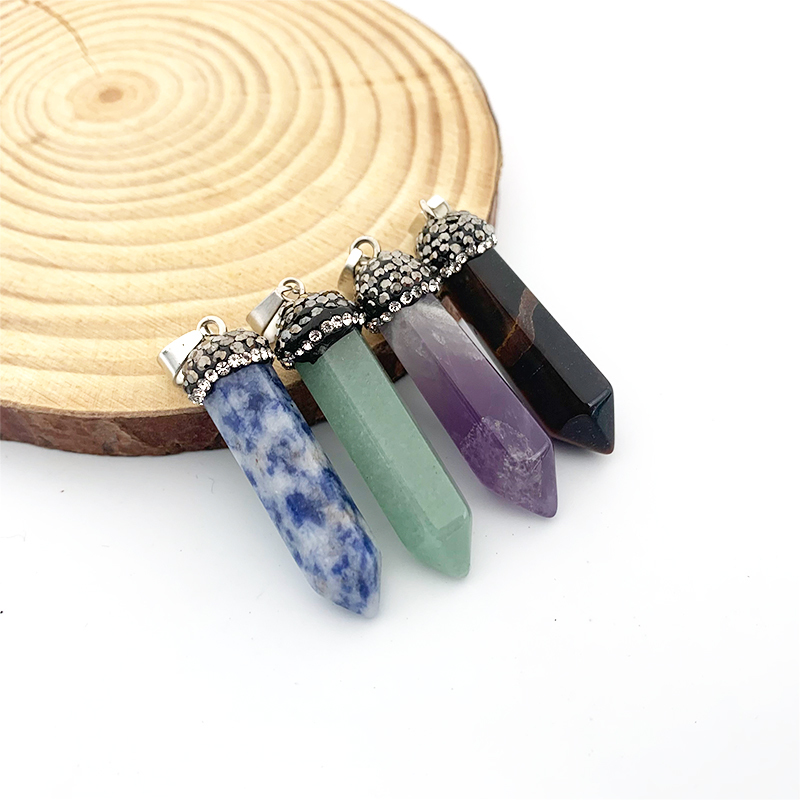 Stone Pendant - 30 Mm Drop Shape | Antique Silver And Titanium Plated