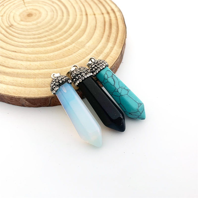 Stone Pendant - 30 Mm Drop Shape | Antique Silver And Titanium Plated