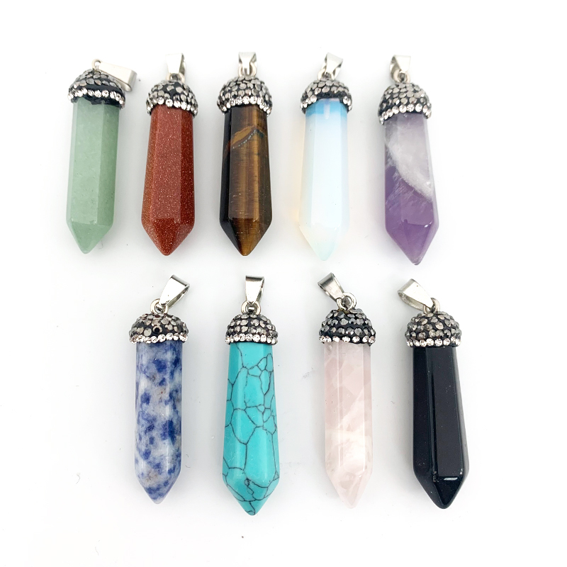 Stone Pendant - 30 Mm Drop Shape | Antique Silver And Titanium Plated