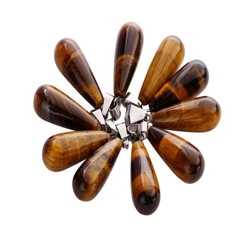 Natural Quartz Crystal Water Drop Pendant - 10mm X 25mm, Silver Plated Charm For Jewelry Making