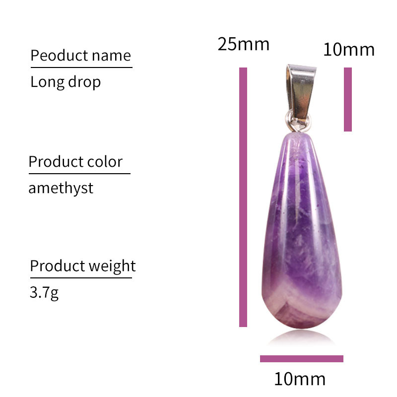 Natural Quartz Crystal Water Drop Pendant - 10mm X 25mm, Silver Plated Charm For Jewelry Making