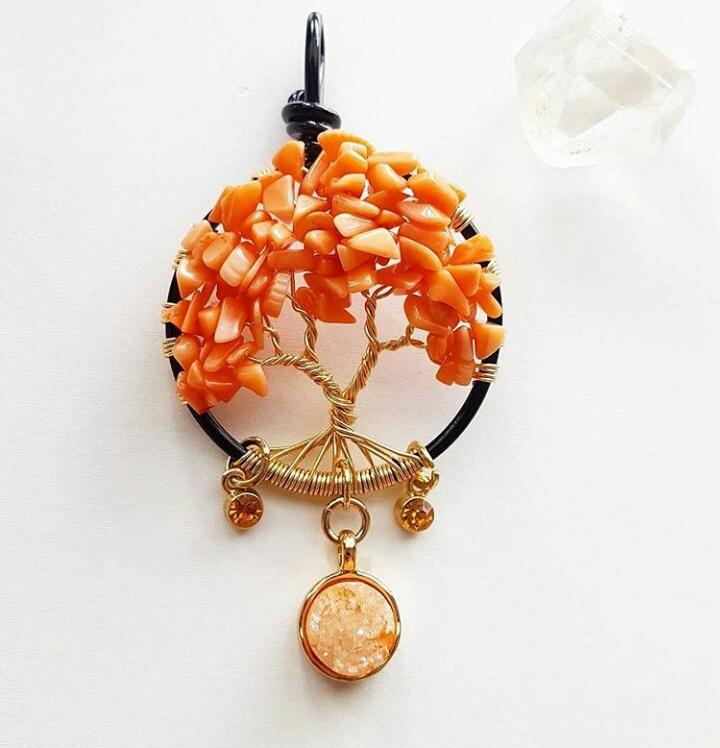 Pendant Tree Of Life - Jade Stone, Size: 2 Inches, Color: Rainbow, Weight: 5 Grams | Features: Other Material: Other, Shape: Checkerboard