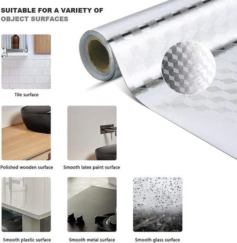 Aluminum Foil Self Adhesive Kitchen - High Quality Aluminium, 20 Inch Wide Roll | Eco-Friendly, Waterproof, Easy to Install, Removable, Beautiful Finish