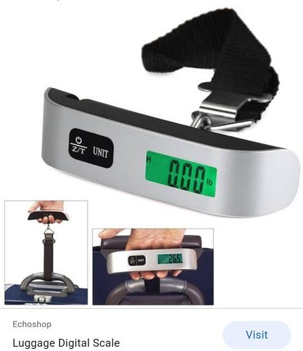 Digital Luggage Scale - ABS Material, 15x4x10.3 cms Dimensions | 50 kg Capacity, Auto Power-Off & Temperature Display