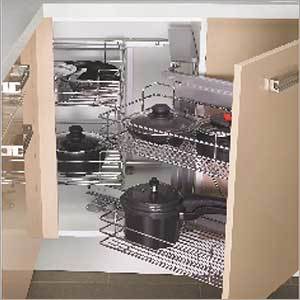 Left Right Premium Magic Corner - Stainless Steel | 500x550x660x610 mm, Modular Kitchen Application, Includes Drawers, Carpenter Assembly