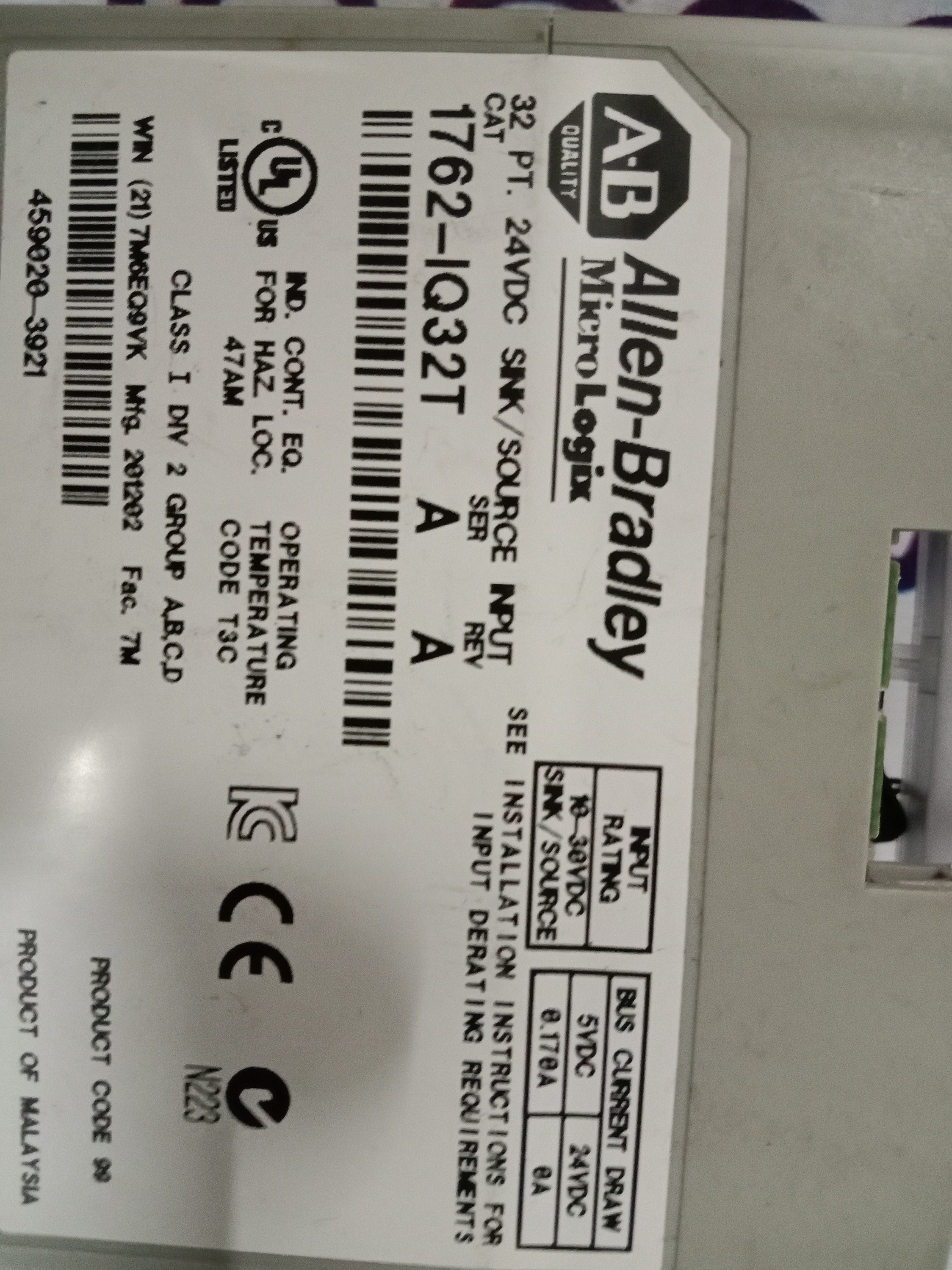Allen Bradley Input Module 1762-iq32t