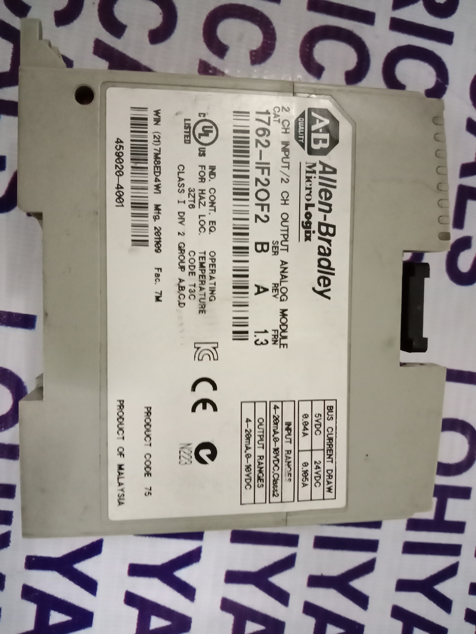 Allen Bradley Analog Output Module 1762-if20f2