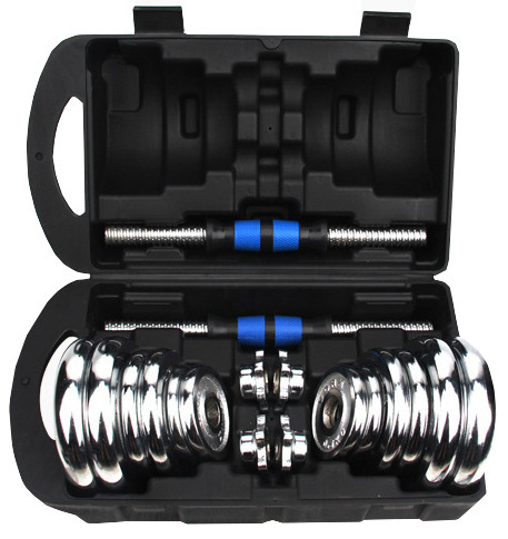 20kg Adjustable Gym Dumbbell - Cast Iron, 20kg Weight With 1kg To 10kg Increment | Professional Design, Chrome Handle, Soft Packaging, Commercial Use