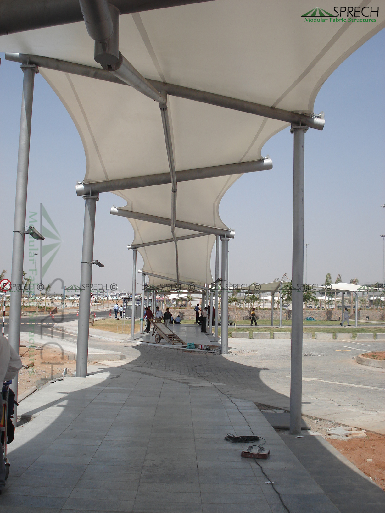 Walk Way Tensile Structure - Ms Frame, Custom Sizes Available, 54 Color Options, Standard Design Type | Versatile Covering For Open Areas