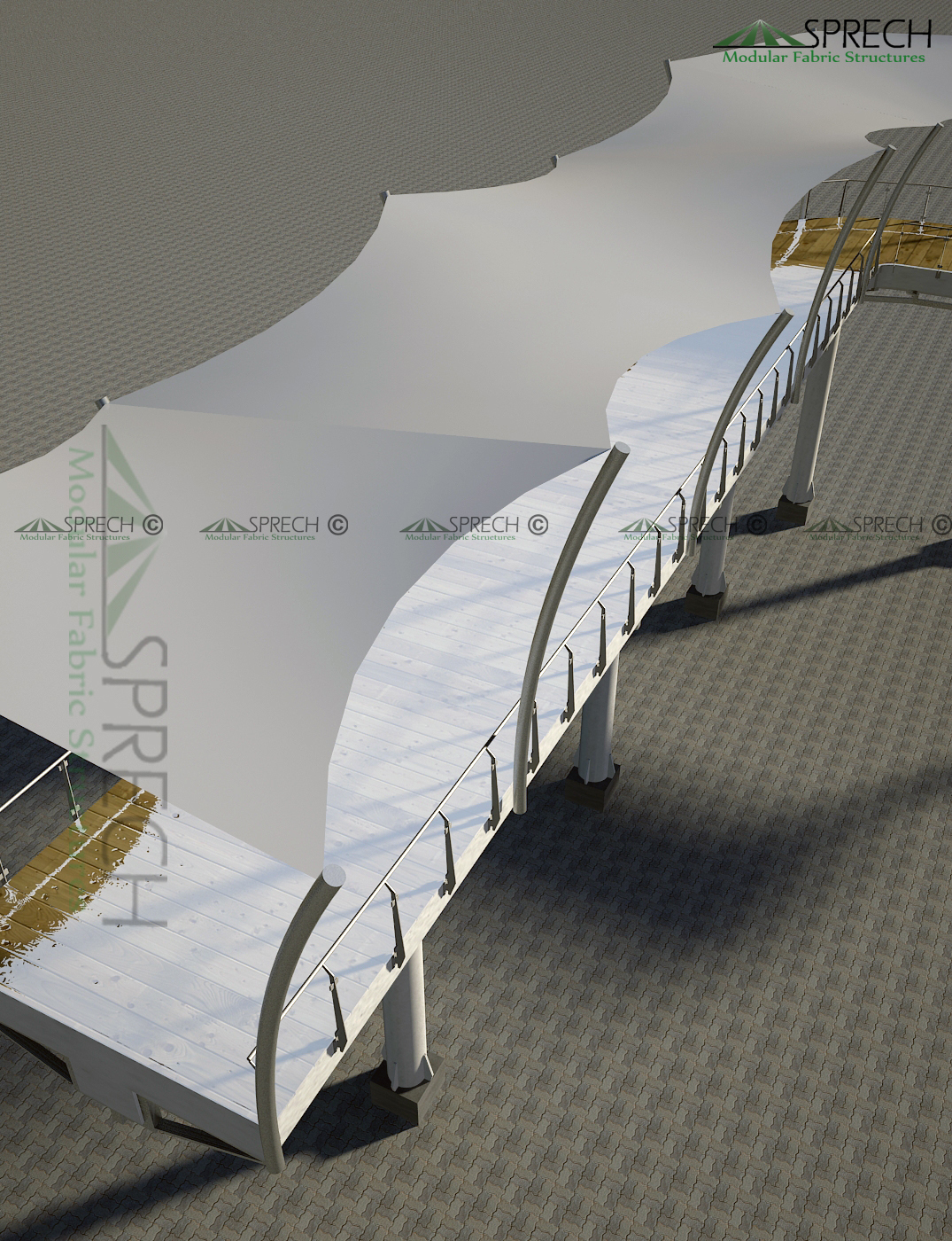 Walk Way Tensile Structure - Ms Frame, Custom Sizes Available, 54 Color Options, Standard Design Type | Versatile Covering For Open Areas