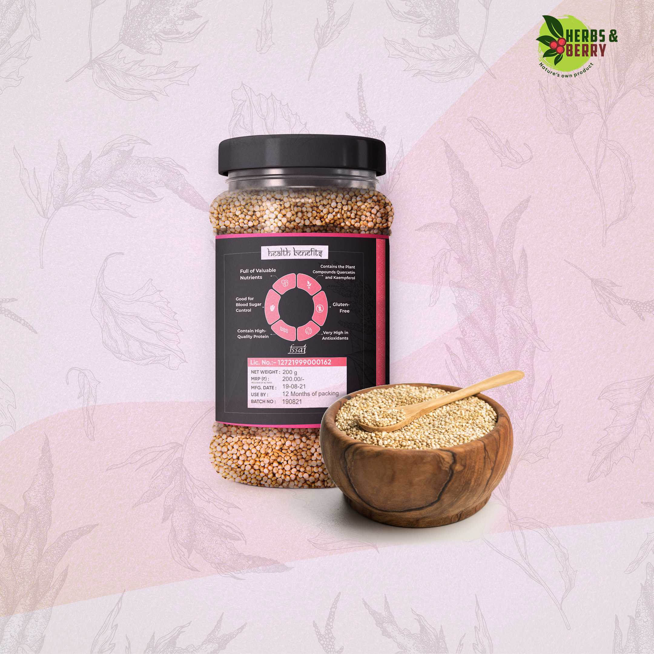 Quinoa - 200g Raw Granules | White Solid Fresh Seeds With 12-month Shelf Life