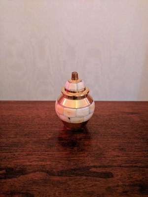 Brass Red With Golden Leraves Engraved Keepsake Cremation Urn