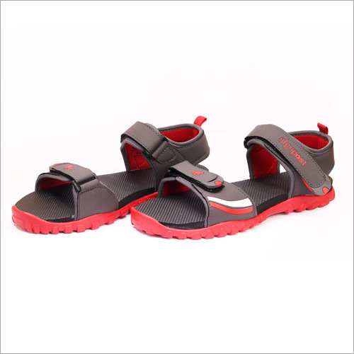 डार्क ग्रे/रेड मेन्स स्ट्रैप सैंडल