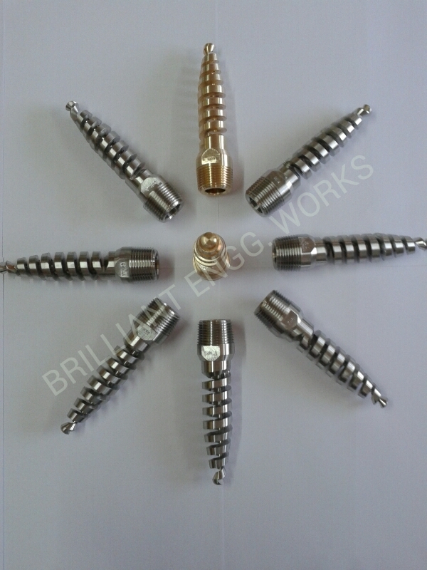 Vessel Cleaner Spiral Nozzle - Brass, 1/2, 1 & 1 1/2 Inch | Silver, 7-10 Bar Pressure, Polished, 1 Year Warranty, 200-500 Grams