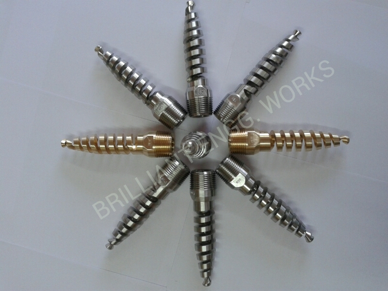 Vessel Cleaner Spiral Nozzle - Brass, 1/2, 1 & 1 1/2 Inch | Silver, 7-10 Bar Pressure, Polished, 1 Year Warranty, 200-500 Grams