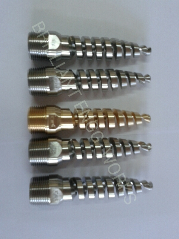 Vessel Cleaner Spiral Nozzle - Brass, 1/2, 1 & 1 1/2 Inch | Silver, 7-10 Bar Pressure, Polished, 1 Year Warranty, 200-500 Grams