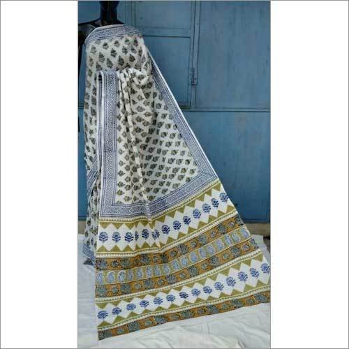 Ladies Pure Bagru Hand Block Printed Cotton Saree
