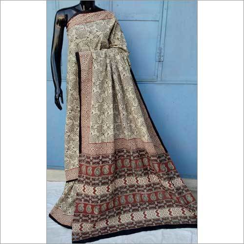 Ladies Hand Block Light Shade Printed Cotton Saree