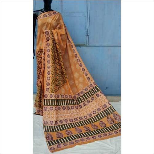 Ladies Multi Hand Block Printed Cotton Saree
