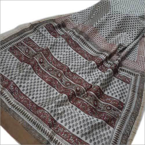 Ladies Exclusive Collection Bagru Hand Block Printed Pure Chanderi Silk Saree