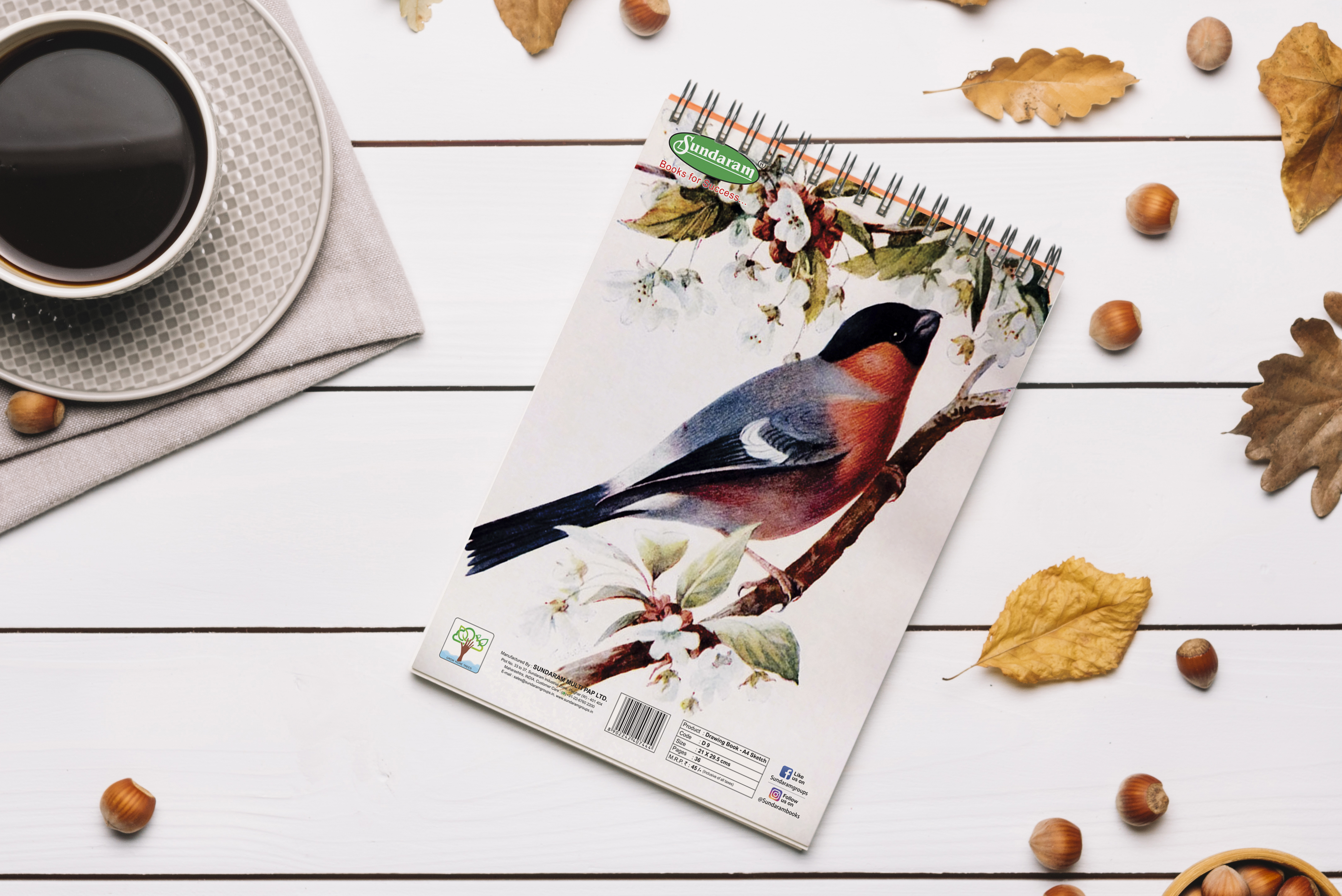 Sundaram Sketch Drawing Book - 100 Gsm Thick Paper, 29.5x21 Cm | Wiro Bound, 36 Plain Pages, Attractive Colorful Covers