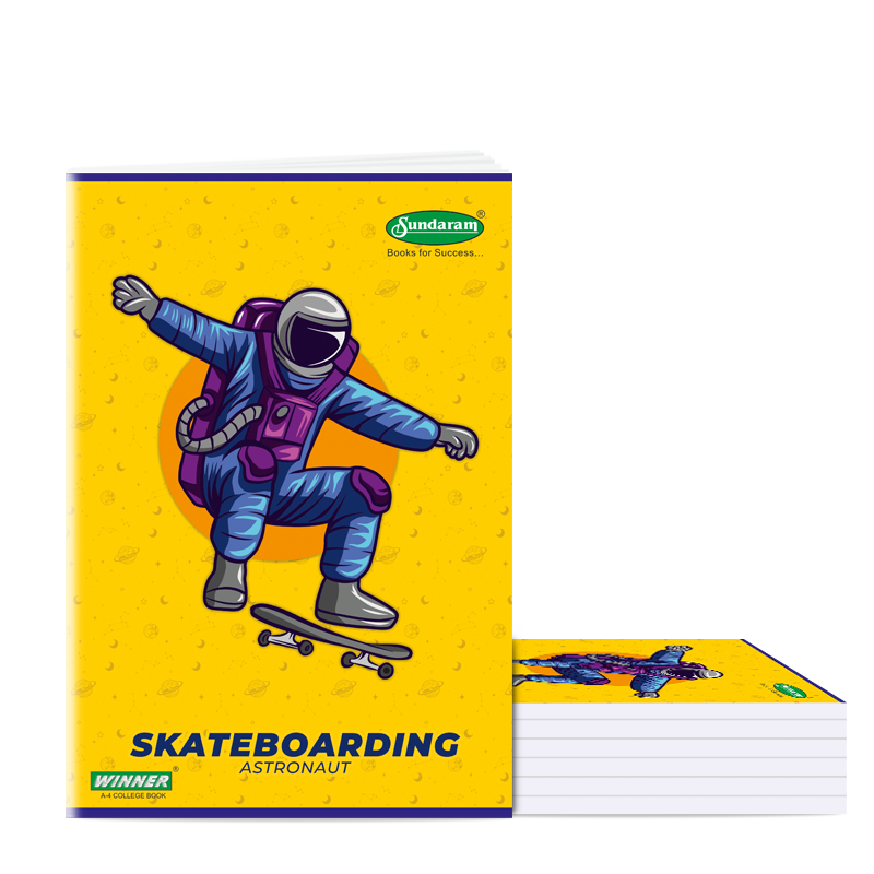 Sundaram Winner A/4 Unruled Notebook - 172 Pages | 57 Gsm Thick Paper, Soft Cover, Center Staple Binding, Durable Design, Smooth & Bright Finish