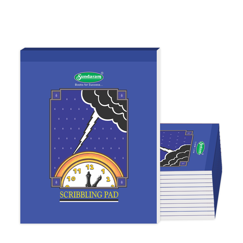 Sundaram Scribbling Pad - 64 Gsm Paper, 18.5 X 21.5 Cm | Durable Top Binding, 80 Pages, Superior Finish