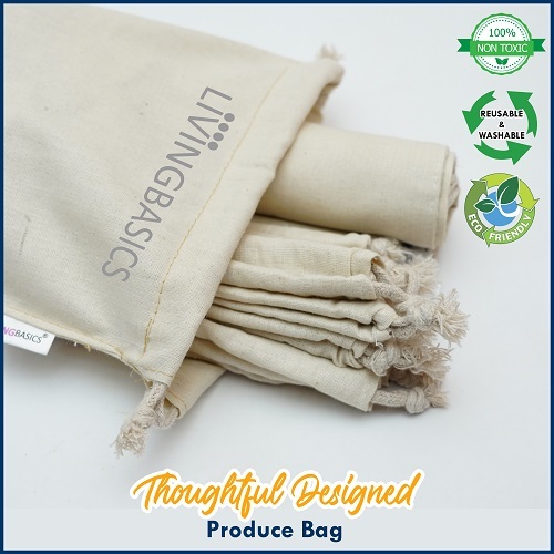 Organic Cotton Produce Bags - 12 Pack (4 Large, 4 Medium, 4 Small) | Durable, Machine Washable, Eco-friendly, Versatile Grocery Storage And Organization Solution