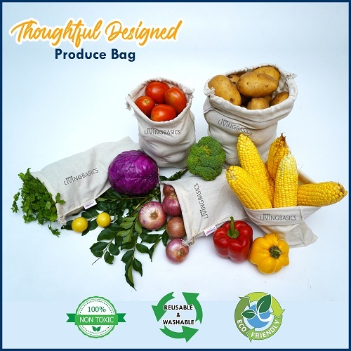 Organic Cotton Produce Bags - 12 Pack (4 Large, 4 Medium, 4 Small) | Durable, Machine Washable, Eco-friendly, Versatile Grocery Storage And Organization Solution