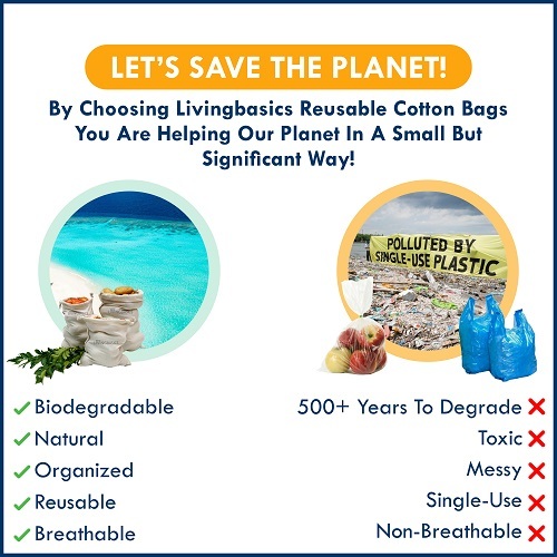 Organic Cotton Produce Bags - 12 Pack (4 Large, 4 Medium, 4 Small) | Durable, Machine Washable, Eco-friendly, Versatile Grocery Storage And Organization Solution