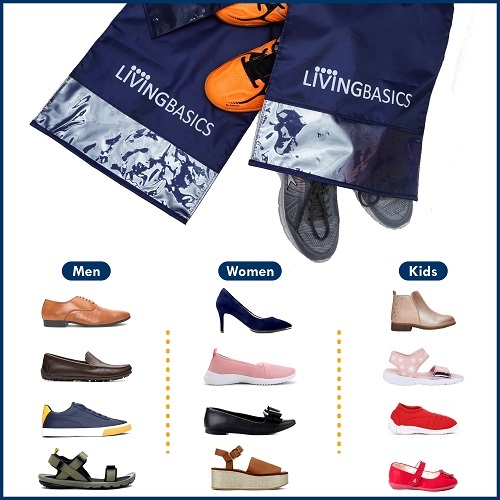 Shoe Cover Bags - Nylon Material Medium Size Navy Blue Color | Durable Travel And Daily Use Storage Bag With Transparent Window Panel & Strong Drawstring