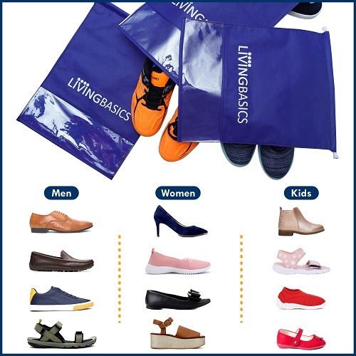 Shoe Cover Bags - Non-woven 16x12 Inches Navy Blue | Abrasion-resistant Transparent Window Strong Drawstring Multipurpose Storage For Travel