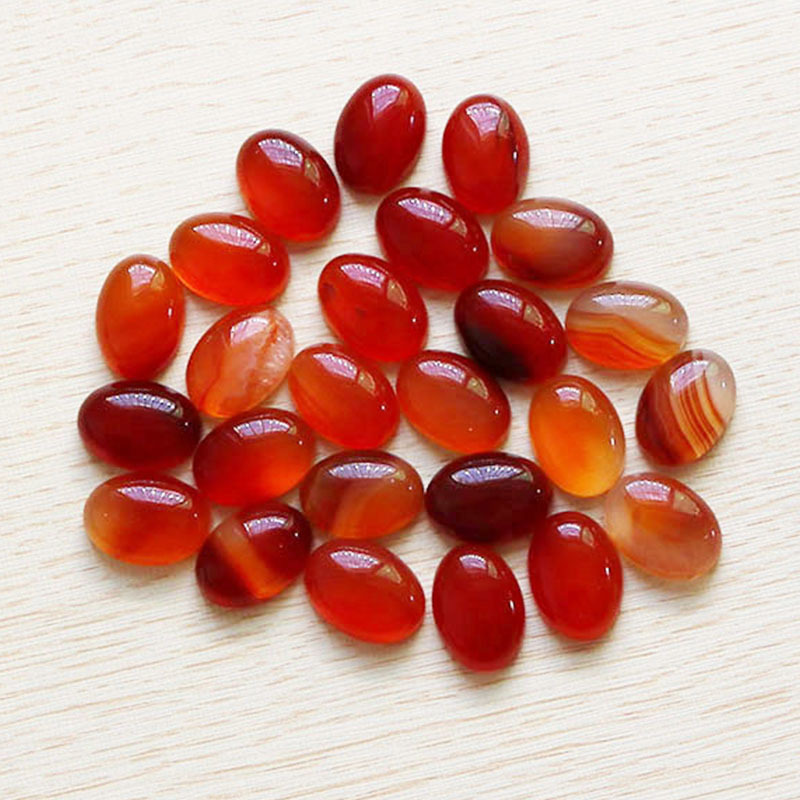 Red Carnaline - Natural Agate Oval Cut Flat Back Cabochon Stone Beads 13x18mm, 3g Weight, Ideal For Jewelry Making, Mixed Colors