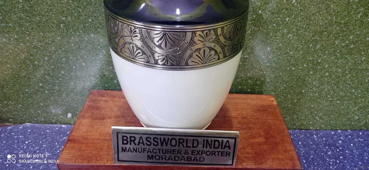 Black And White Brass Cremation Urn Funeral Supplies