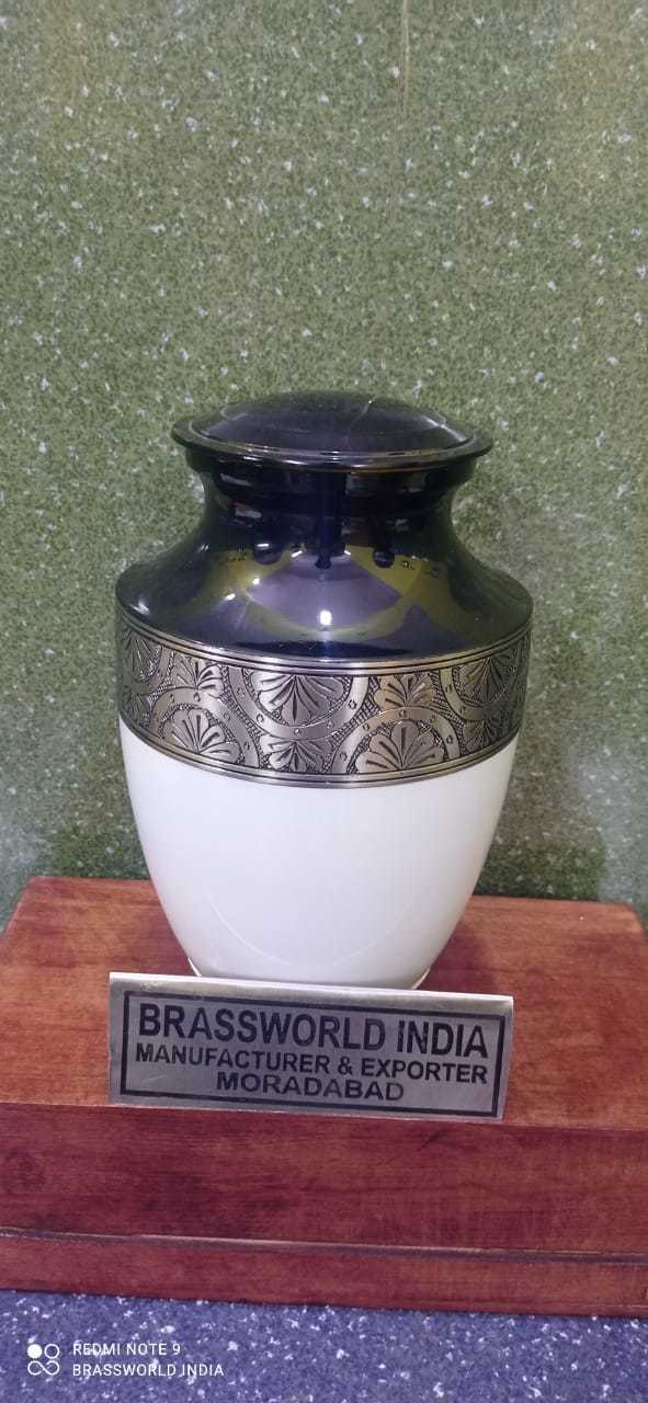 Black And White Brass Cremation Urn Funeral Supplies