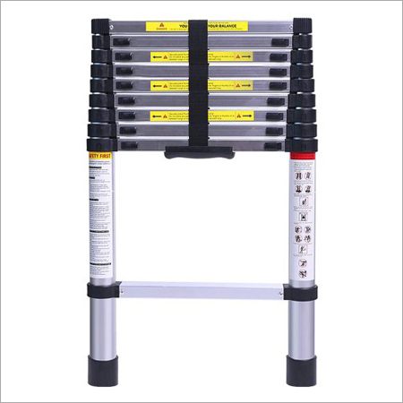 Silver 9.5 Ft (2.9 Meter) Portable Telescopic Aluminum Ladder,10 Steps